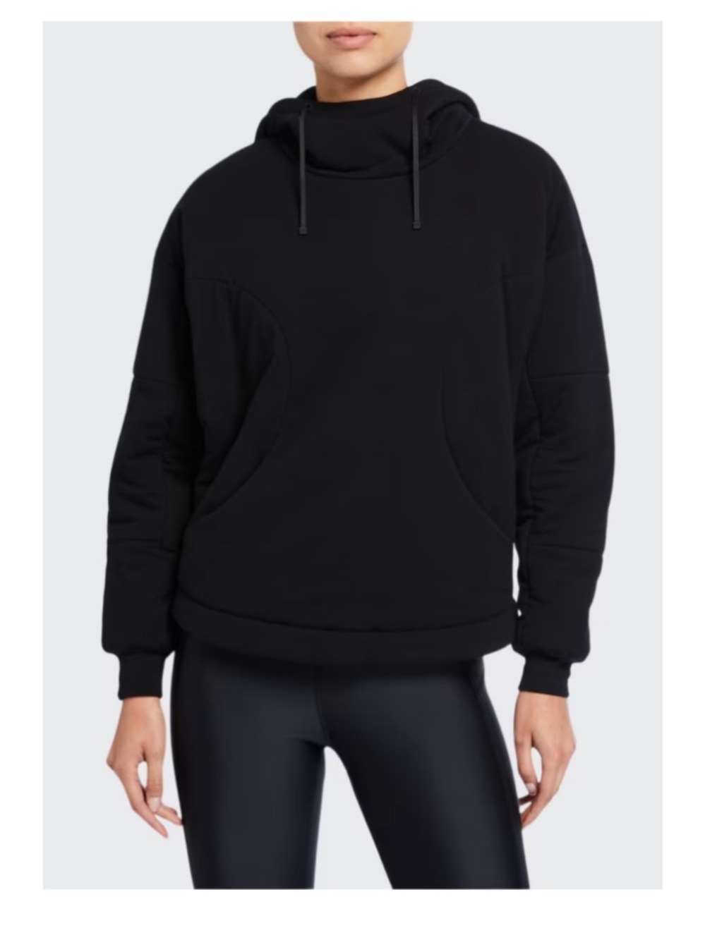 blanc noir Black Crewneck Down Pullover Hoodie